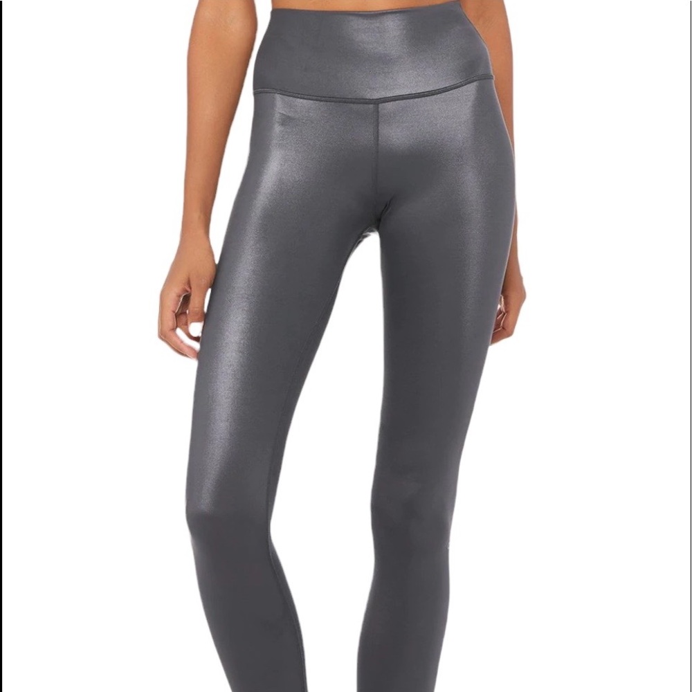 ALO Yoga Shiny Metallic Gray Leggings